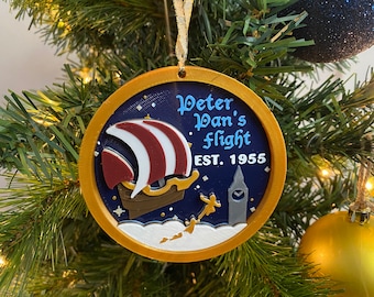 Never Grow Up Enchanted Ornament (Peter Pan's Flight-Inspired Handmade 3D Printed Disney Christmas Ornament, Disney Rides, Classic Disney)