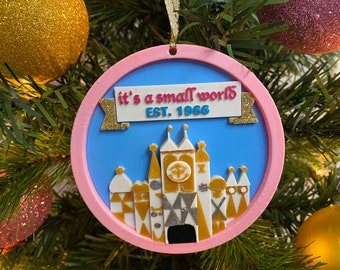 Small World Enchanted Ornament (It's a Small World-Inspired Handmade 3D Printed Disney Christmas Ornament, Fantasyland, Classic Disney)