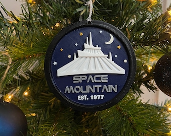 Space Coaster Enchanted Ornament (Space Mountain-inspired Handmade 3D Printed Disney Ride Ornament, Tomorrowland, Magic Kingdom, Disneyland)