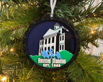 Hitchhiking Ghosts Enchanted Ornament (Haunted Mansion-inspired Handmade 3D Printed Disney Christmas Ornament, Disney Ride Holiday Ornament)