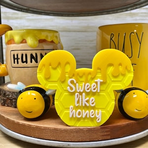 Sweet Like Honey Mickey Honeycomb Tray Trinket (Honey Bee Tiered Tray, Spring, Winnie the Pooh, Disney, 3D Printed, Decorative Tray Decor)