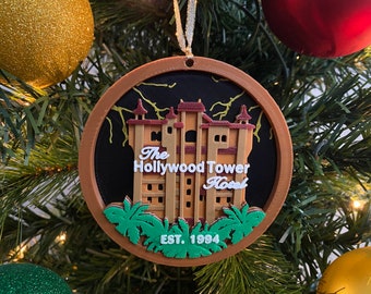 Terror Hotel Enchanted Ornament (Tower of Terror inspired Ornament, Handmade 3D Printed Disney Christmas Hollywood Studios Disney World)