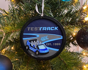 Test Track Enchanted Ornament (Epcot Ride-inspired Ornament, Handmade 3D Printed Disney Christmas Ornament Disney Attractions, Disney World)