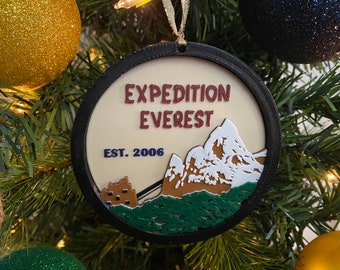 Everest Coaster Enchanted Ornament (Expedition Everest-Inspired Handmade 3D Printed Disney Christmas Ornament, Disney Attractions)