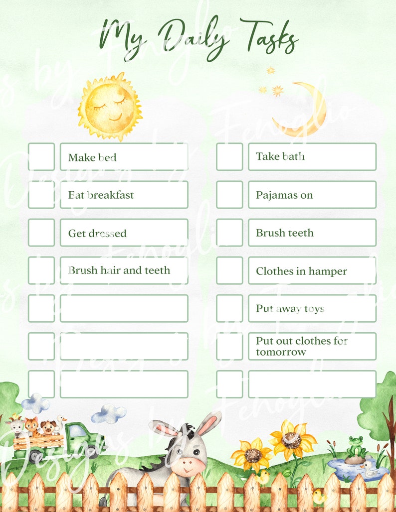Kids Editable Daily Task/chore Chart - Etsy