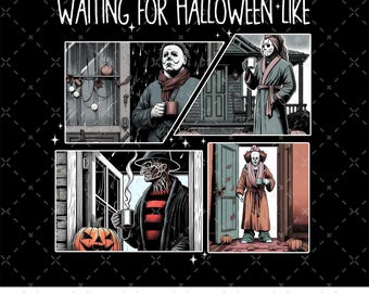 Just Waiting For Halloween Png, Vintage Michael Myers Halloween PNG, Horror Character, Horror Killers, Myers Thriller Friday the 13th Horror