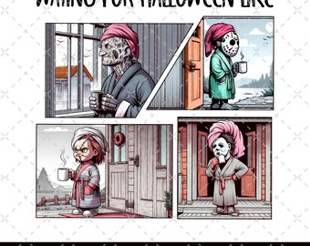 Just Waiting For Halloween Png, Vintage Michael Myers Halloween PNG, Horror Character, Horror Killers, Myers Thriller Friday the 13th Horror