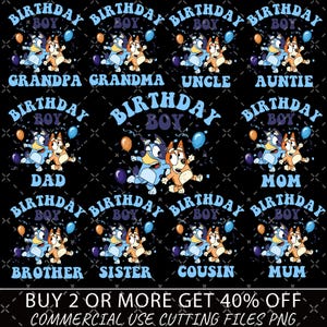 Bluey Birthday Boy Png, Blue Dog Png, Birthday Cartoon Png Bundle, Birthday Magical Sublimation, Bluey PNG, My Birthday Png, Birthday Party