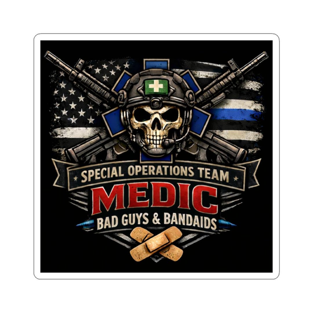 Special Operations Team Medic Kiss-cut Sticker | Skull, Thin Blue Line ...