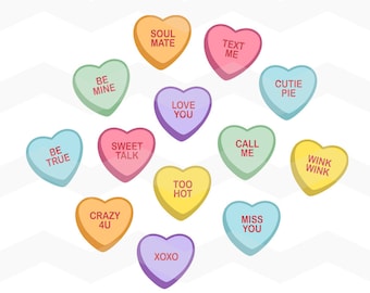 Conversation Hearts SVG File: Valentine's Day SVG, DXF Silhouette Cameo, Cricut Explore Cut Files