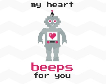 My Heart Beeps for You SVG File: Valentine's Day SVG, DXF Silhouette Cameo, Cricut Explore Cut Files