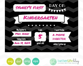 Ersten Tag der Schule SVG-Datei - Tafel Zeichen bedruckbar, zurück zu Schule DXF Silhouette Cameo Cricut erkunden geschnittene Dateien, Bildung