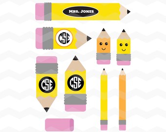 Bleistifte und Radiergummis SVG-Datei: zurück zur Schule SVG, DXF Silhouette Cameo, Cricut erkunden geschnittene Dateien, Bildung