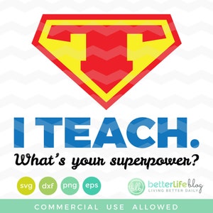 Ik leer wat is uw supermacht SVG bestand: leraren geschenken SVG, DXF Silhouette Cameo, Cricut verkennen gesneden bestanden, onderwijs
