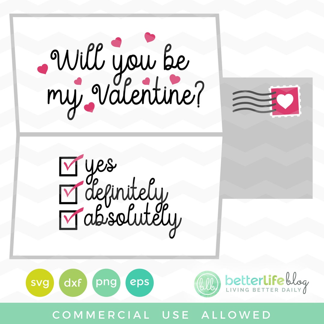 Will You Be My Valentine Card SVG File: Valentine's Day SVG, DXF ...