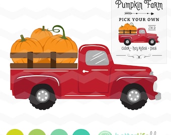 Kürbis-LKW-SVG-Datei: Kürbis Bauernhof Zeichen Svg-Datei, Dxf, Svg, Silhouette Cameo, Cricut Herbst schneiden Dateien, Pumpkin Patch LKW