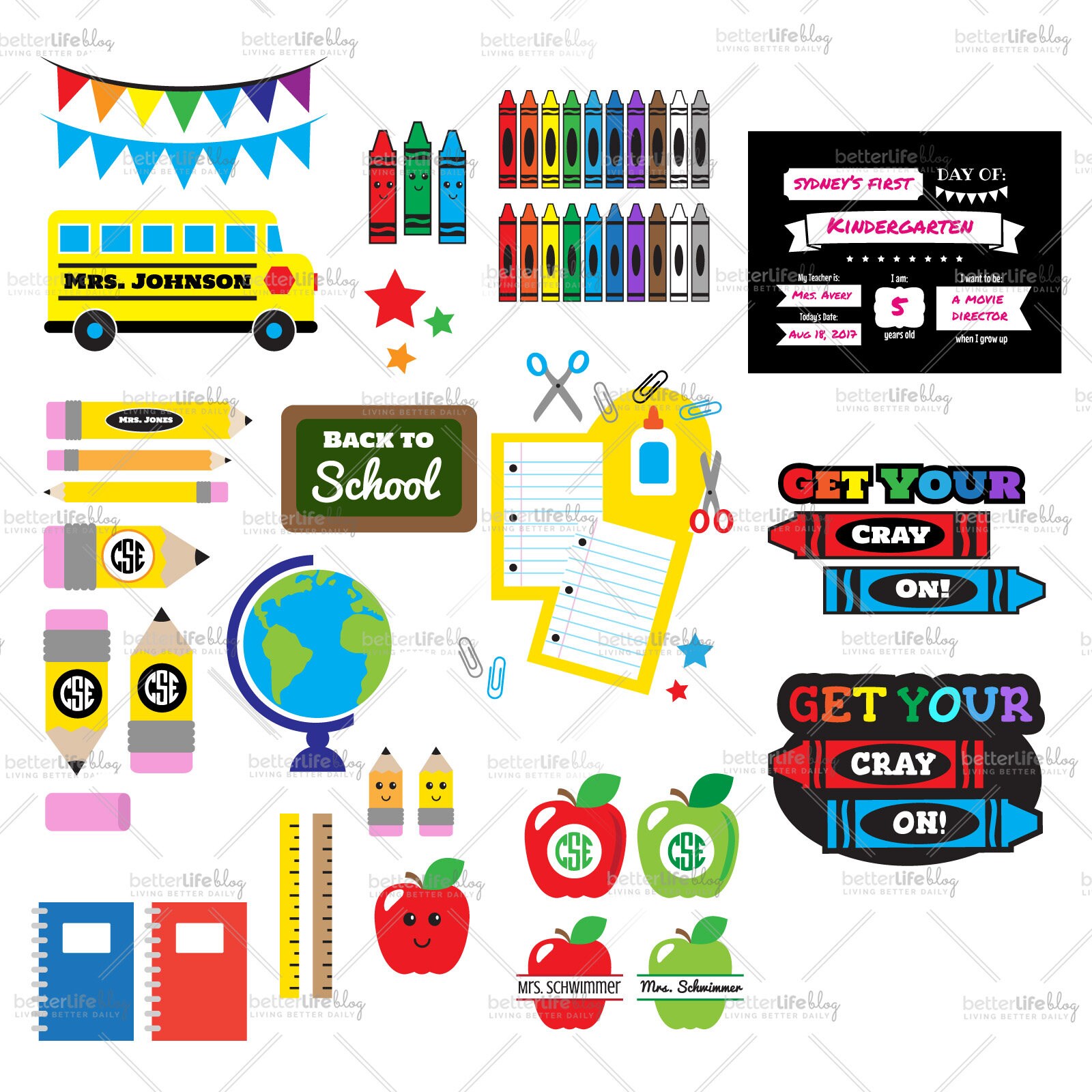 Back to School SVG Bundle & Teacher SVG Bundle: School Chalkboard Signs ...
