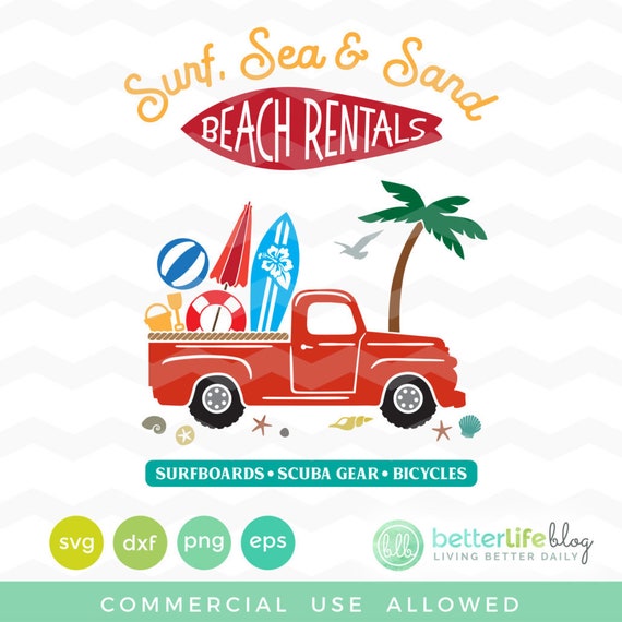 Download Beach Truck Svg Summer Truck Svg File Dxf Silhouette Cameo Etsy