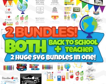 Back to School SVG Bundle & Teacher SVG Bundle: School Chalkboard Signs, DXF, Silhouette Cameo, Cricut Explore Cut Files, Education