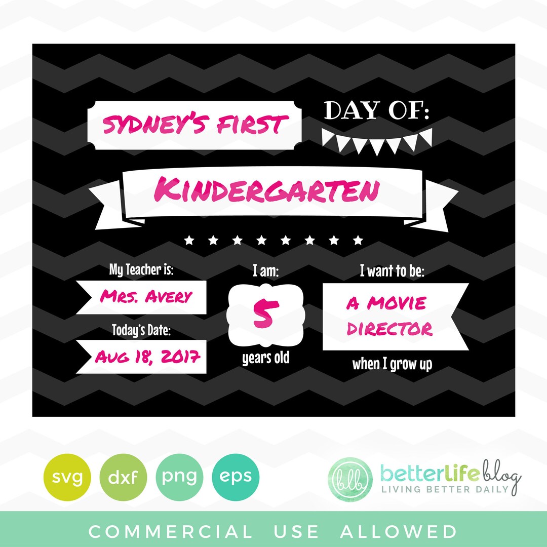 First Day of School SVG File - Chalkboard Sign Printable, Back to ...