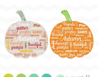 Pumpkin SVG File: Autumn Thankful svg File, dxf svg, bundle, DXF Silhouette Cameo, Cricut Fall Cut Files, Gather Thankful Words