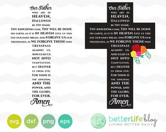 Lord es Prayer Cross Svg: Unser Vater in Form eines Kreuz SVG-Datei, DXF Silhouette Cameo, Cricut erkunden Svg geschnitten Datei