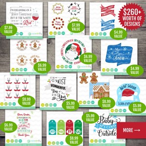 Pu&ograve; includere: Una collezione di 12 design digitali a tema natalizio per l'artigianato e la creazione. I design includono ghirlande, Babbo Natale, case di pan di zenzero, renne e molto altro. I design sono disponibili nei formati SVG, PNG ed EPS. L'uso commerciale &egrave; consentito.