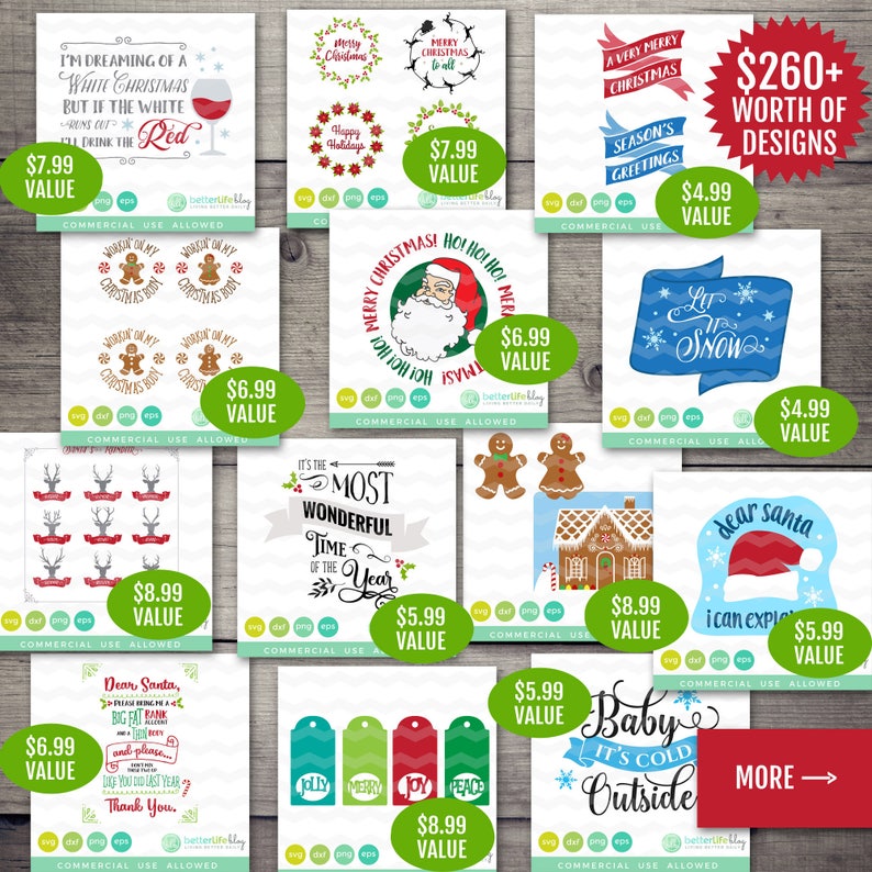 Pu&ograve; includere: Una collezione di 12 design digitali a tema natalizio per l'artigianato e la creazione. I design includono ghirlande, Babbo Natale, case di pan di zenzero, renne e molto altro. I design sono disponibili nei formati SVG, PNG ed EPS. L'uso commerciale &egrave; consentito.