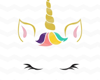 Unicorn SVG, Unicorn Face SVG Cut, Silhouette Cameo, Unicorn svg File, Unicorn DXF, Unicorn Eyelashes, Unicorn Cricut
