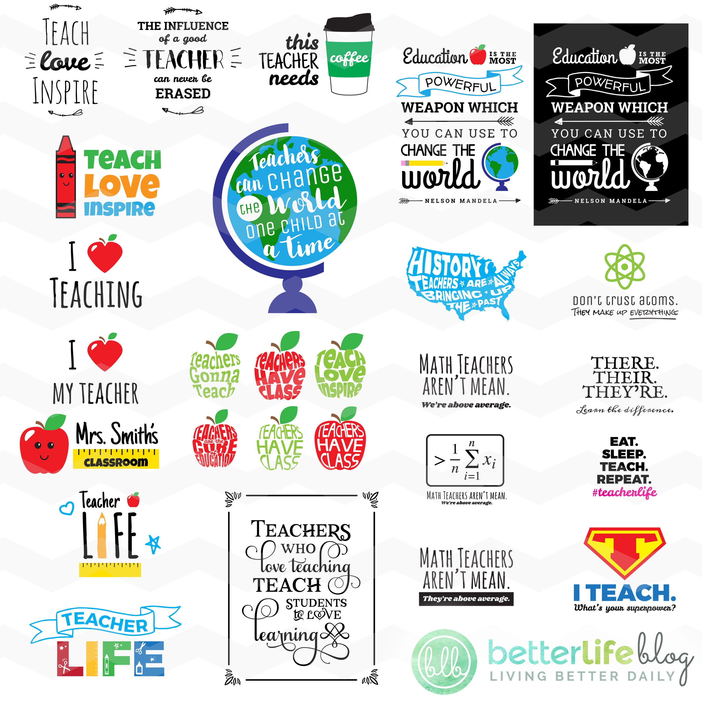 Back to School SVG Bundle & Teacher SVG Bundle: School Chalkboard Signs ...