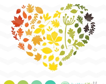 Herbst Blätter Herz SVG-Datei: Herz Herbst Blatt SVG-Datei, Herbst dxf, süße Herbst svg Bundle, Herbst DXF, Silhouette Cameo, Cricut Herbst geschnitten Dateien