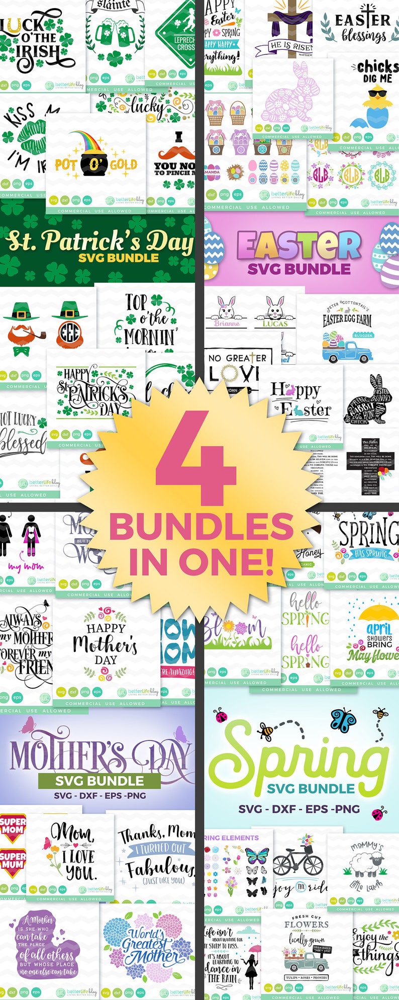 Ultimate Spring SVG Bundle: Easter SVG Files, Mother's Day svg Bundle, St. Patricks Day svg, Truck Svg, DXF Silhouette Cameo, Cricut image 2