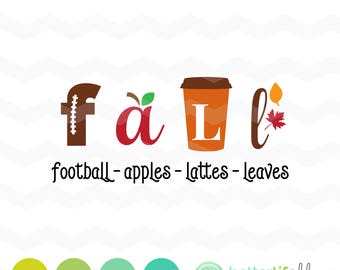 Herbst SVG-Datei: Herbst SVG Fußball Äpfel Blätter Lattes svg-Datei, Herbst dxf, fallen dxf, DXF, Silhouette Cameo, Cricut Herbst geschnitten Dateien