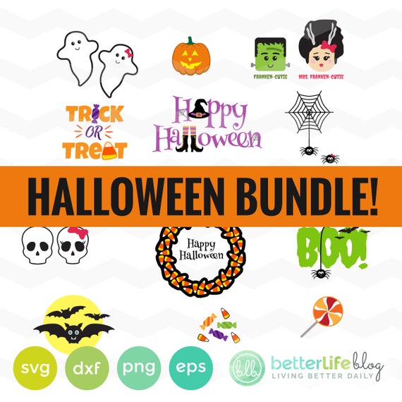 Halloween SVG Files, Halloween Bundle, Ghosts, Candy Corn, Bats, Trick or Treat svg, Skulls, Silhouette Cameo, Cricut Halloween