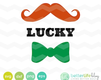 Lucky Moustache Svg: Archivo SVG del día de San Patricio, DXF Silhouette Cameo, Cricut Explore Svg archivo de corte