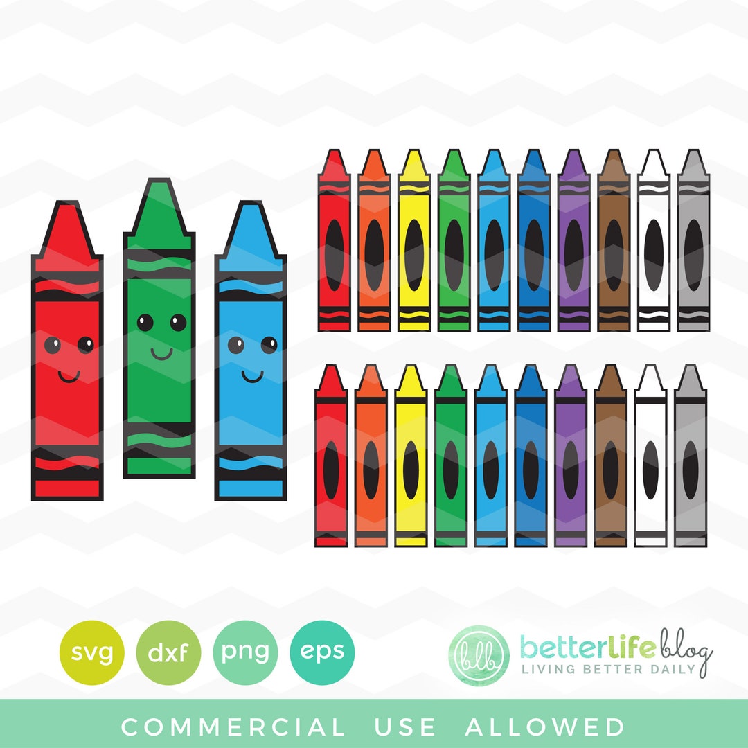 Crayons SVG File: Back to School SVG, DXF Silhouette Cameo, Cricut ...