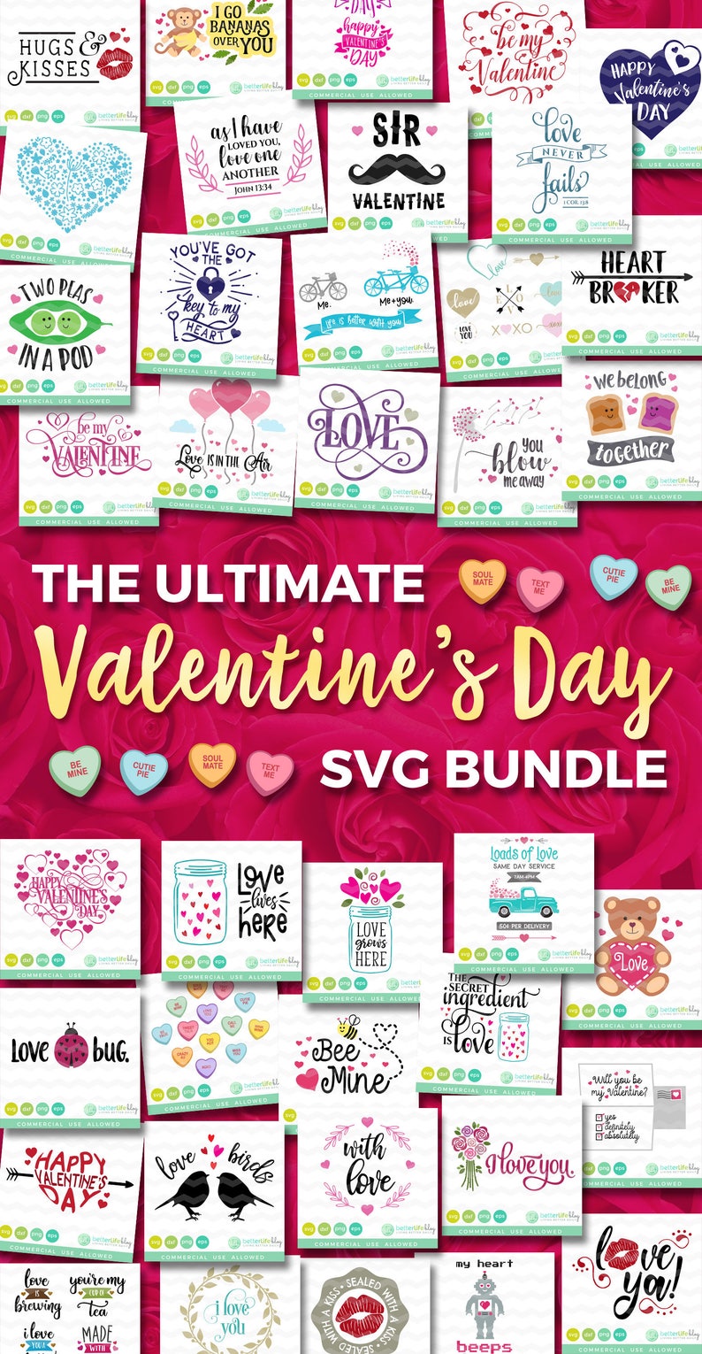 Valentine's SVG Bundle: Love SVG Files, Heart svg Bundle, Valentine svg, Hearts Truck Svg, DXF Silhouette Cameo, Cricut Valentine's Svg image 1