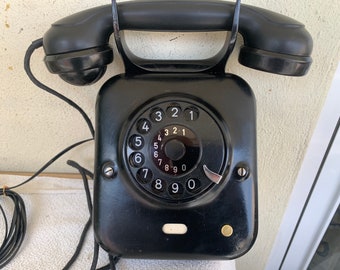 Antique Wall Telephone SIEMENS iron  year 1930-40