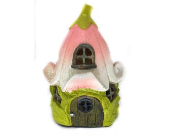 Fairy Garden LED Pink Flower Petal Roof House