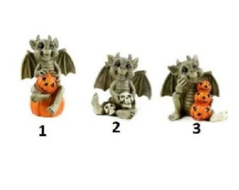 Halloween Gargoyle Assortment, Haunted Garden Figurine,  Spooky Cake Topper,