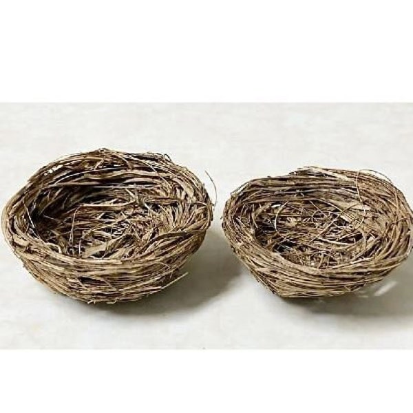 Pair of Miniature Nests, Artificial 1.5" Bird Nests, Tiny Nests