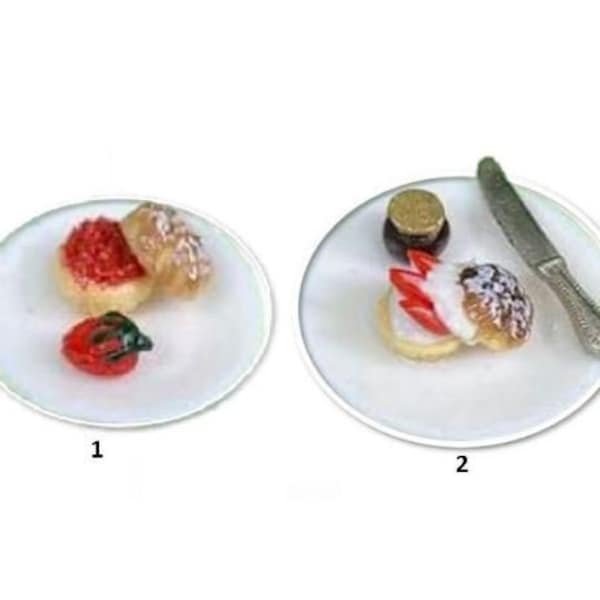 Dollhouse English Muffin on a Plate, Choice of Dollhouse Breakfast Plate, English Muffin with Strawberry or Jam