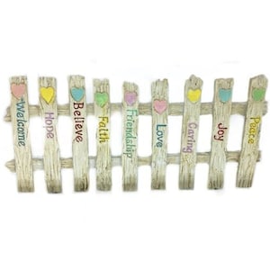 Fairy Garden Fence with Words, Friendship Fence, 3&quot; High Inspirational Words Fence,