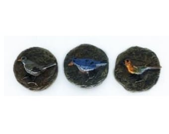 Micro Mini Stepping Stones with Birds, Garden Walking Stones, Fairy Garden Terrarium Accessory