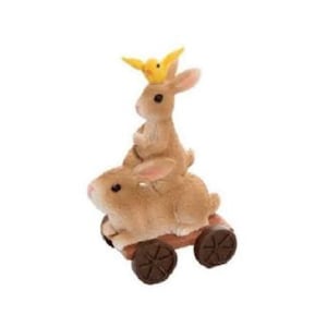 Brązowe Króliki na Wózku, Króliki Wielkanocne, Króliczki Wiosenne, Wiosenna Ozdoba Na Tort, Dekoracja Na Baby Shower