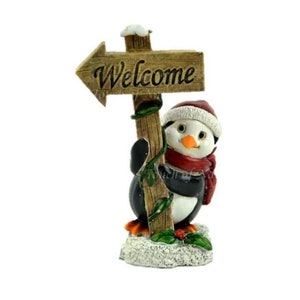 Winter Welcome Sign, Penguin With Welcome Sign, Christmas Welcome Sign, Holiday Welcome Sign image 1