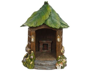 Fairy Garden Leaf Roof Solar Bungalow