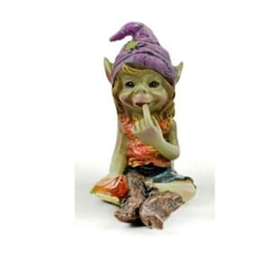 Pixie Holding an Orange Gem, Mischievous  Pixie, Forest Pixie, Garden Accessory