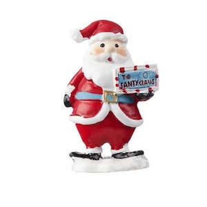 Santa Figurine, Santa Holding a Letter, Jolly Old St Nick Figurine,  Holiday Miniature,  Christmas Gift, Christmas Cake Topper