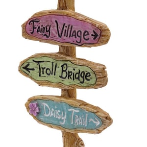 Fairy Village Sign,  Troll Bridge Sign, Miniature Fairy Sign, Whimsical Fairy Garden Sign